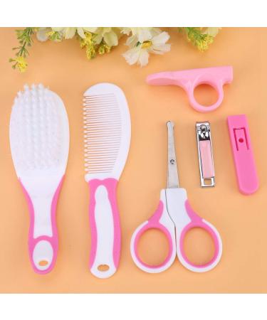 6pcs Baby Grooming Kit | Nursery Care Set with Safety Cutter, Hair Brush, Nail Kit for Baby Health and Grooming - Pink - Buy Online on GoSupps.com