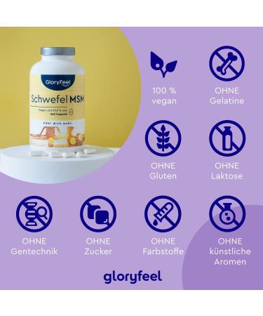 Buy 365 Vegan MSM Capsules - 1600mg Methylsulfonylmethane - 99% Pure MSM Powder - High-Dose No Additives - Laboratory Tested - International Shipping - Buy Online on GoSupps.com