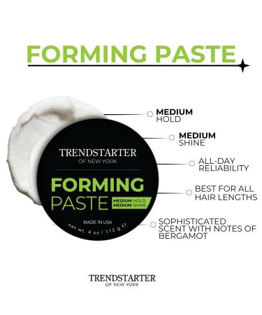 Buy TRENDSTARTER Forming Paste - 4oz Medium Hold & Shine - Lightweight Water-Based Hair Cream for All Hair Types - Premium All-Day Flake-Free Styling Product - Buy Online on GoSupps.com