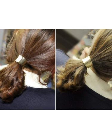 Gothic Punk Metal Hair Ties - 2 Piece Set in Golden & Silver | Elastic Hair Band Cuff Ponytail Holder for Women & Girls - Buy Online on GoSupps.com