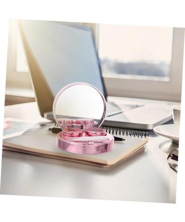 Solustrie Starry Sky Glasses Case | Travel Contact Lenses Organizer | Portable Eye Lens Holder & Mirror - Pink - Buy Online on GoSupps.com