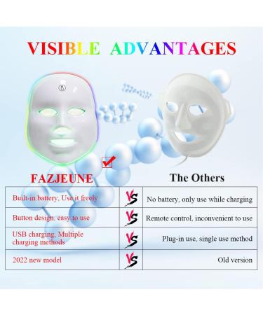 LED Face Mask FAZJEUNE 7 Color Light Therapy Mask Rechargeable Touchscreen Phototherapy Rejuvenation Facial Care Reusable Replenish Collagen Anti-Aging Anti-wrinkle Remove Scars Skin Toning - Buy Online on GoSupps.com