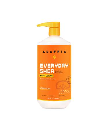 Alaffia EveryDay Shea Body Lotion - Normal to Very Dry Skin, Moisturizing Support for Hydrated, Soft, and Supple Skin with Shea Butter and Lemongrass, Fair Trade, Unscented, 32 Ounces Unscented  32 Fl Oz (Pack of 1)