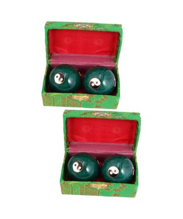 Frcolor 2 pairs BAODING Balls Gemstone Baoding Balls Turnters Massage Ball Hand massage balls Baoding balls train sport gymnasium-box massage ball fitness handball
