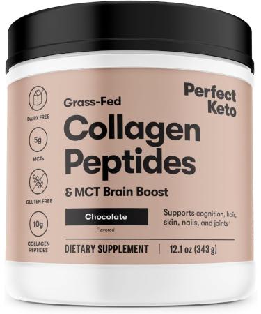 Perfect Keto Collagen Peptides Protein Powder with MCT Oil | Hydrolyzed Collagen, Type I & III Supplement | Non-GMO, Gluten Free, Grassfed, Keto Creamer in Coffee | Shakes for Women & Men  Chocolate