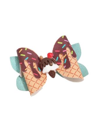 New 2025 2Pcs Glitter Hair Bow Clips For Ribbon Hairpin Barrettes Handmade Ice Cream Bowknot Hair Clips Girs Hair Accessories Jewelry Fashion Accessories Creative Gift
