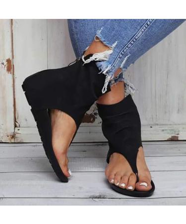 Creev Super Posh Gladiator Comfortable sandals for women flat sandals breathable non-slip zipper open toe area for summer beach sandals 3 red 42 (4 gray 42 EU) 42 EU 2 ZWART