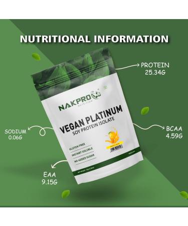 NAK PRO 100% Soy Protein Isolate Mango - 1kg | 25.3g Protein 4.6g BCAA | Natural Vegan Plant Protein Powder | Easy To Digest | All Essential Amino Acids for Muscle Gain and Recovery - Buy Online on GoSupps.com