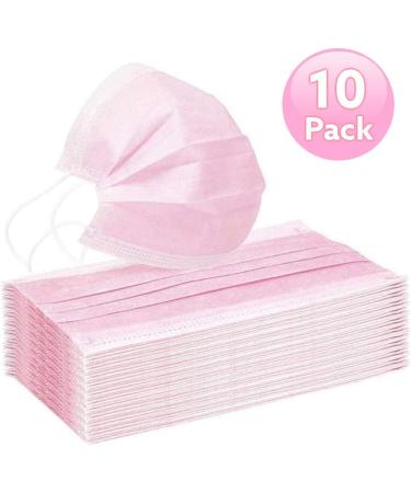 Pink Disposable Face Masks - 3 Ply Protection | 10 Pack | Ideal for Office Restaurant & Outdoor Use - Buy Online on GoSupps.com