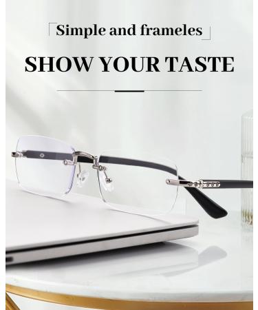 Shop Luff Rimless Reading Glasses for Men & Women - Ultra-Light Anti-Blue Light Frameless Readers (2.5x Black) - Comfortable Classic Design - Buy Online on GoSupps.com