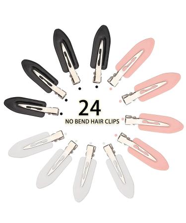 24-Piece No Bend Hair Clips Set | No Crease Clips for Women & Girls - Perfect for Makeup, Hairdressing & Bangs Styling (Black & White) - Buy Online on GoSupps.com