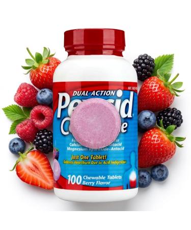 MEELTA Complete Chewable Acid Reducer - Heartburn Ease Acid Reflux Reducer Heartburn Chews Acid Control 100ct Antacid Tablets Chewable Sticker