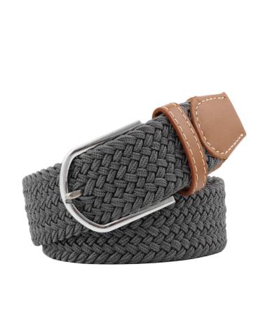 Huyfhksd Mixed Color Woven Stretch Braided Belts for Men and Women Fashion Elastic Belts for Waist Size 37"-39" Dark Gray