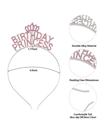 YARIEW Birthday Crown for Women and Girls - Rhinestone Princess Tiara Headband for Happy Birthday Party Decorations in Pink - Buy Online on GoSupps.com