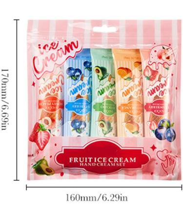 Hand Cream Christmas Set 5 Sticks Mini Fruit Ice Cream Hand CreamSet Hand Cream for Dry Hands Little Things for Advent Calendar Women Small Gifts Advent Calendar Gifts for Women Set - Buy Online on GoSupps.com