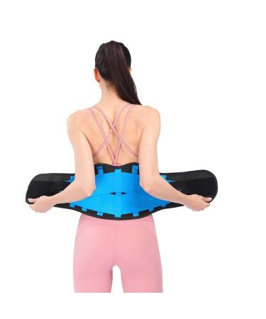 Lower Back Brace Lumbar Support Belt Back Decompression Pain Relief Posture Correction for Sciatica Scoliosis Weight Lifting Adjustable Straps Men Women(M) Black+Blue M Black+Blue