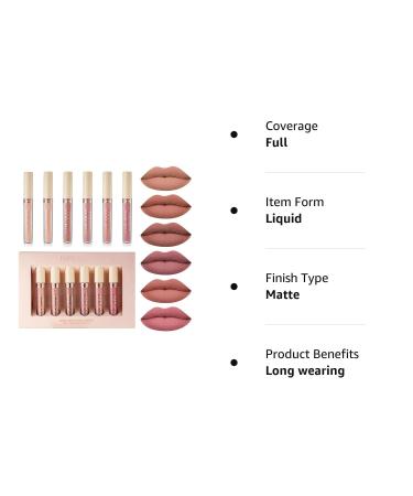 Bonnie Choice 6-Piece Nude Matte Liquid Lipstick Set B: Long-Lasting, Non-Stick, Waterproof Lip Gloss for Women - Buy Online on GoSupps.com