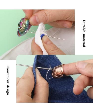Adjustable Metal and Leather Sewing Thimble Set - 6 Pcs Finger Protectors for Sewing, Embroidery, and Needlework - Buy Online on GoSupps.com