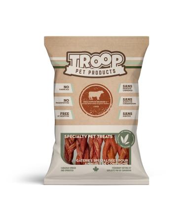 Troop Pet Products Beef Braided Bully Stick Natural Single Ingredient Dehydrated Dog chew 5-inch (Pack of 5) 29.94 g (Pack of 5)