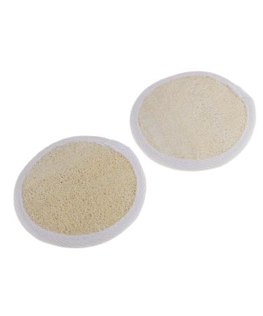 UKD PULABO Simple and Sophisticated Design2pcs Natural Round Loofah Bath Body Sponge Scrubber Face Pore Exfoliator Pad