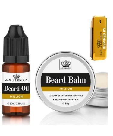 Jax of London Million Beard Oil & Balm for Men, Comb0 60g Beard Balm & 10ml Beard Oil, Beard Moisturizer for Men, Beard Grooming Kit, Scented Beard Oil
