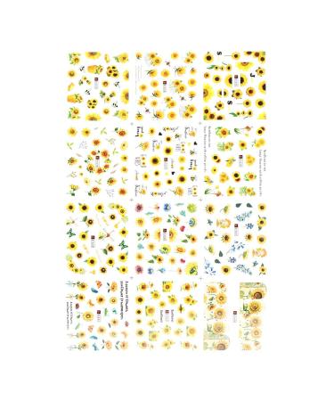 DIY Manicure Water Transfer Decals Floral Bee Spring Sumer Simple Flowers Nail Stickers Sunflowers