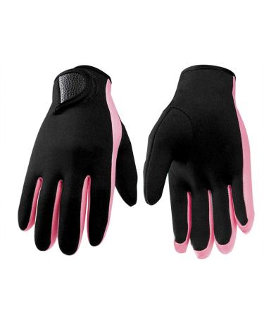 BXT Scuba Diving Gloves for Women Men, 1.5mm/3mm Neoprene Wetsuit Glove Winter Cold Water Thermal Anti-Slip Gloves for Surfing Kayaking Snorkeling Kite-Boarding Work Pink Stripe-M