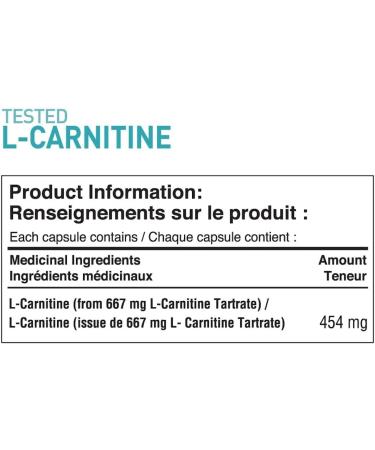 Tested Nutrition L-Carnitine Capsules | 454mg L-Carnitine Tartrate per Capsule | Stimulant Free Weight Loss Support Muscle Recovery Energy Metabolism Booster | 60 Servings (180 Capsules) - Buy Online on GoSupps.com