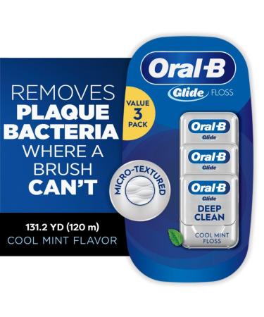 Oral-B Glide Pro-Health Dental Floss, Deep Clean Cool Mint Flavor, 40 M, 3 Count - Buy Online on GoSupps.com