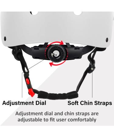 OUWOR - Skateboard Bike Helmet, Lightweight Adjustable, Multi-Sport for Bicycle Skate Scooter - Matte White - Large: 57-61 cm / 22.4"-24" - Buy Online on GoSupps.com