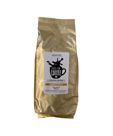 Italian fresh Roasted Crazy For Coffee Beans 1KG - Premium Gold Quality 100% Italian Creamy and Intense coffee bean - Crazyforcoffee premium miscela strong and creamy intense coffee