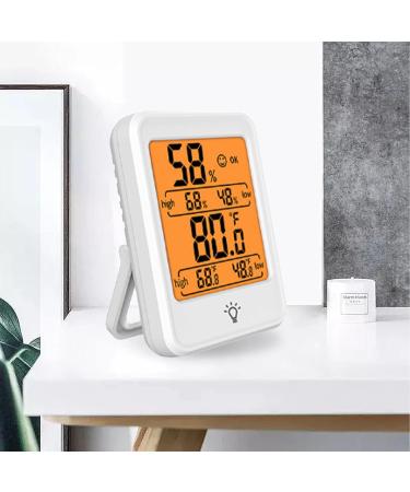 Digital Thermometer Hygrometer for Indoor Use - Accurate Temperature & Humidity Monitor with Backlight for Greenhouses - Compact White Design (7.9 x 5.8 x 2.2 cm) - Buy Online on GoSupps.com