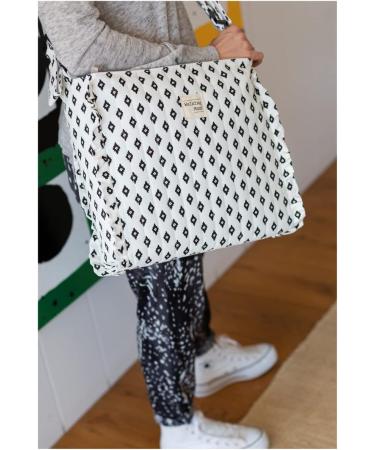 Buy Walking Mum Boho Chic Baby Changing Bag - Stylish White/Black Nappy Bag 32x32x12 cm | International Shipping Available - Buy Online on GoSupps.com