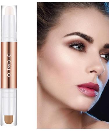 jojomis Highlighters Stick Double-Head Makeup Concealer Contouring Cream Set Face Highlighters Sticks - White+ Light coffee - Buy Online on GoSupps.com