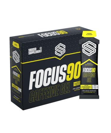 Focus90 Lemon Caffeine Energy Gels (12 x 70g) - 200mg Caffeine Per Serving Quick Release Pre-Workout Gel by Soccer Supplement Informed Sport Tested