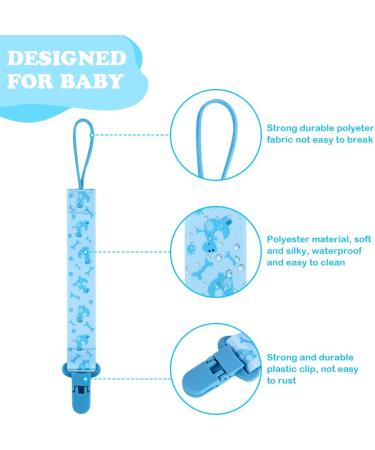 Aolso 4pcs Baby Pacifier Chain Set with Adapters - Grey/Blue | Silicone Dummy Clips Holder for Teething Toys - Buy Online on GoSupps.com