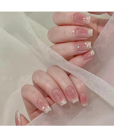 Hand manicure wearing nail patch powder blusher French cute bubble bead false naile (Color : Short T Size : XS) - Buy Online on GoSupps.com
