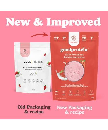 Good Protein Vegan Plant-based Protein Powder 100% Natural Non-GMO Dairy-free Gluten-free Soy-free No Added Sugar and Nothing Artificial. Strawberries & Cream All-in-One Shake 880 grams Strawberries & Cream 880 g - Buy Online on GoSupps.com