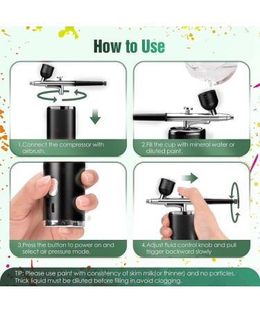 FURREN Portable Rechargeable Wireless Airbrush with Compressor Fit for Face Beauty Nail Art Black - Buy Online on GoSupps.com