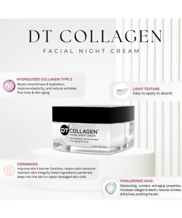 DT Collagen Anti-Aging Night Cream | Wrinkle & Fine Line Moisturizer with Hyaluronic Acid Ceramides & Collagen | Deep Hydration & Overnight Renewal | Lightweight - Buy Online on GoSupps.com