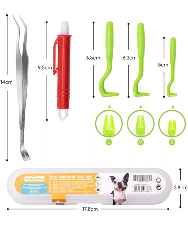 Nobleza - 5 Pcs Tick Remover Tools for Dog Painlessly Set of 3 Tick Hook and 2 Tick Tweezers for Cat and Horse - Buy Online on GoSupps.com