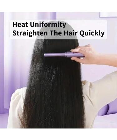 Rechargeable Mini Hair Straightener Comb - Portable Cordless Styling Tool with 3 Temperature Settings - 7.28in Pink for Effortless International Use - Buy Online on GoSupps.com