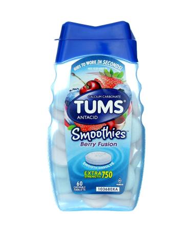 TUMS Extra Strength Smoothies Antacid Chewable Tablets Berry Fusion 750 mg 60 Ct (Pack of 1)