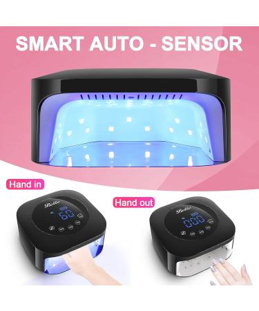 54W Belle Cordless UV LED Nail Lamp: Touch Control, Sensor Timer, Rechargeable Gel Nail Dryer for Salon & Home - Black - Buy Online on GoSupps.com