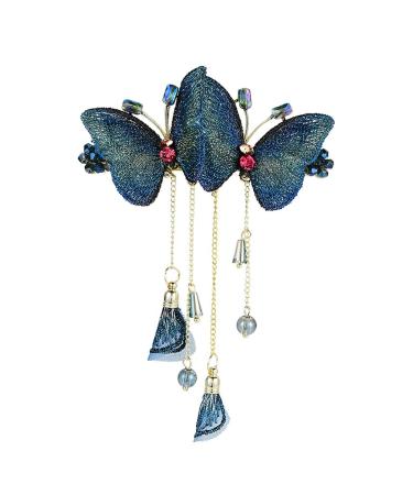 n/a Tassel Back Head Hairpin Female Embroidered Fabric Hair Accessories Antique Spring Clip Hair Card