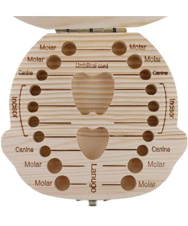 Dewin Baby Milk Teeth Organizer - Color Version Wooden Tooth Box for Children - Souvenir Storage (English Boy) - Buy Online on GoSupps.com