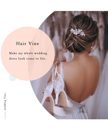 Elegant Bride Crystal Wedding Hair Needles & Vines | Stunning Flower Leaf Headdress Jewelry for Women & Girls - Buy Online on GoSupps.com