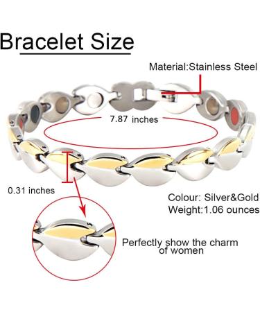 N+NITROLUBE Magnetic Lymph Detox Bracelet for Women - Therapy Energy Stainless Steel - Elegant Jewelry - Silver&Gold 7.87 - Buy Online on GoSupps.com