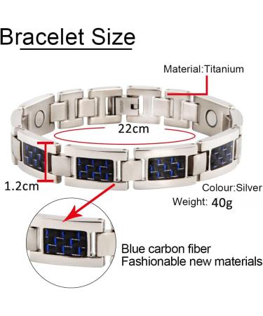 N+Nitrolube Titan Magnetic Arm Band for Men - Strong Magnetism & Field Therapy for Arthritis - Blue Coal Fiber - 22cm Silver - Buy Online on GoSupps.com