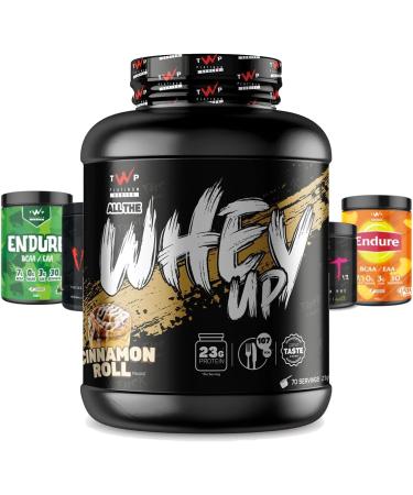 TWP Nutrition Platinum Series All The Whey Up Protein Powder Shake 23g Whey Protein Low Fat Low Carbs 2.1kg/900g & 70/30 Servings Vegetarian Friendly (Cinnamon Roll 2.1kg) Cinnamon Roll 2.1kg - Buy Online on GoSupps.com